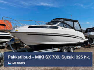 Tilbud MIKI SX700 daycruiser, lettere brugt(motor og båd kun kørt ca.20 timer) til salg hos forhandler i Sydjylland. Inkl. 325 hk. Suzuki motor